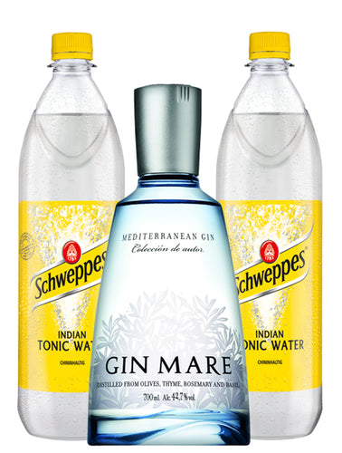 finespirits-Gin Mare Tonic Paket - 1 Flasche Gin Mare 0,70l | 2 Flaschen Tonic Water 1l