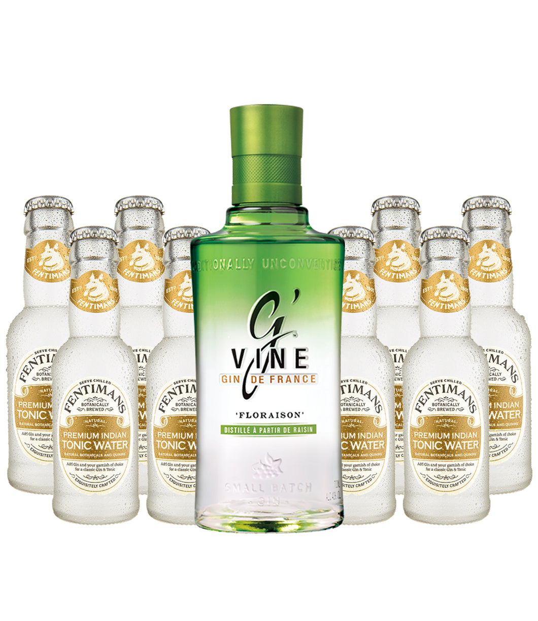 G'Vine Gin Tonic Paket - 1 Flasche G'Vine 0,70l | 8 Flaschen Fentiments Tonic Water 0,20l