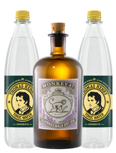 finespirits-Monkey 47 Gin Tonic Paket - 1 Flasche Monkey 47 Gin 0,50l | 2 Flaschen Tonic Water 1,00l