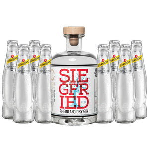 Siegfried Gin Tonic Paket - 1 Flasche Siegfried Gin 0,50l & 8 Flaschen Tonic Water 0,20l
